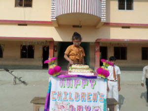 School celebration in the courtyard